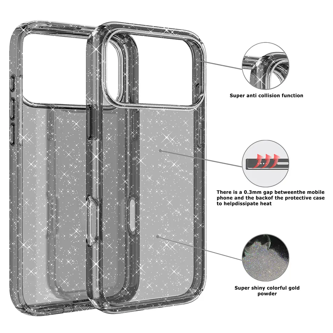 iPhone 17 Pro Max Fleck Glitter Case Black